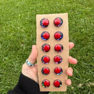 6 Handpainted Kawaii Red Pupil Safety Eyes, 18mm