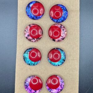 6x Handpainted Kawaii Safety Eyes: 24mm Red Pupil Holographic Plastic Eyeballs