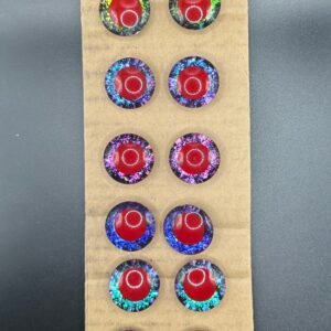 6x Handpainted Red Pupil Safety Eyes: 24mm Plastic Holographic Eyeballs