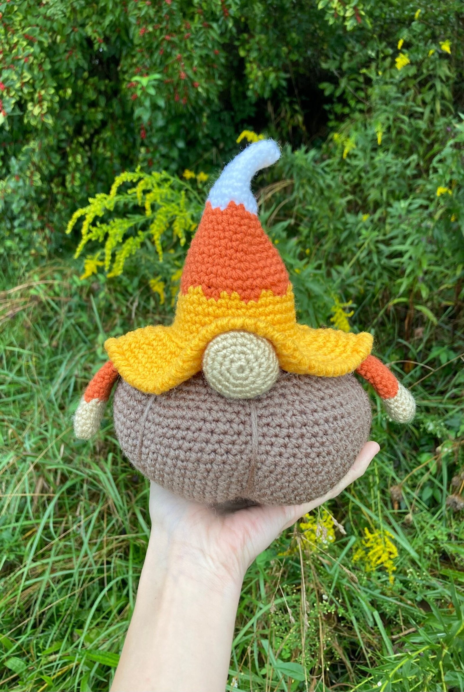 Crochet Fall Candy Corn Pumpkin Gnome Amigurumi | Stuffed Animal | Stuffie/Plush | Plushie