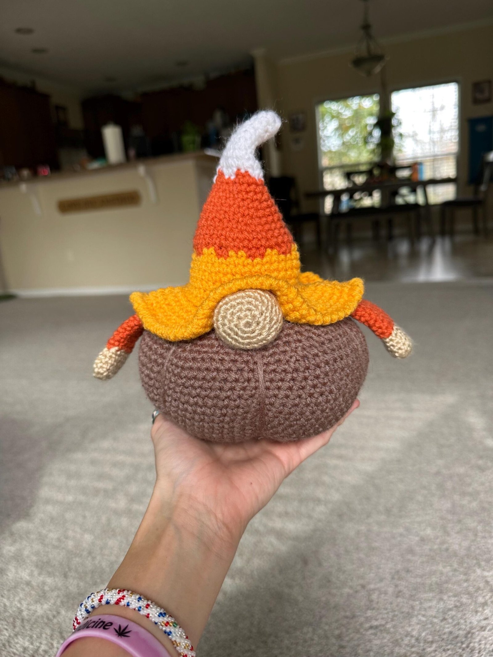 Crochet Fall Candy Corn Pumpkin Gnome Amigurumi | Stuffed Animal | Stuffie/Plush | Plushie - Image 2