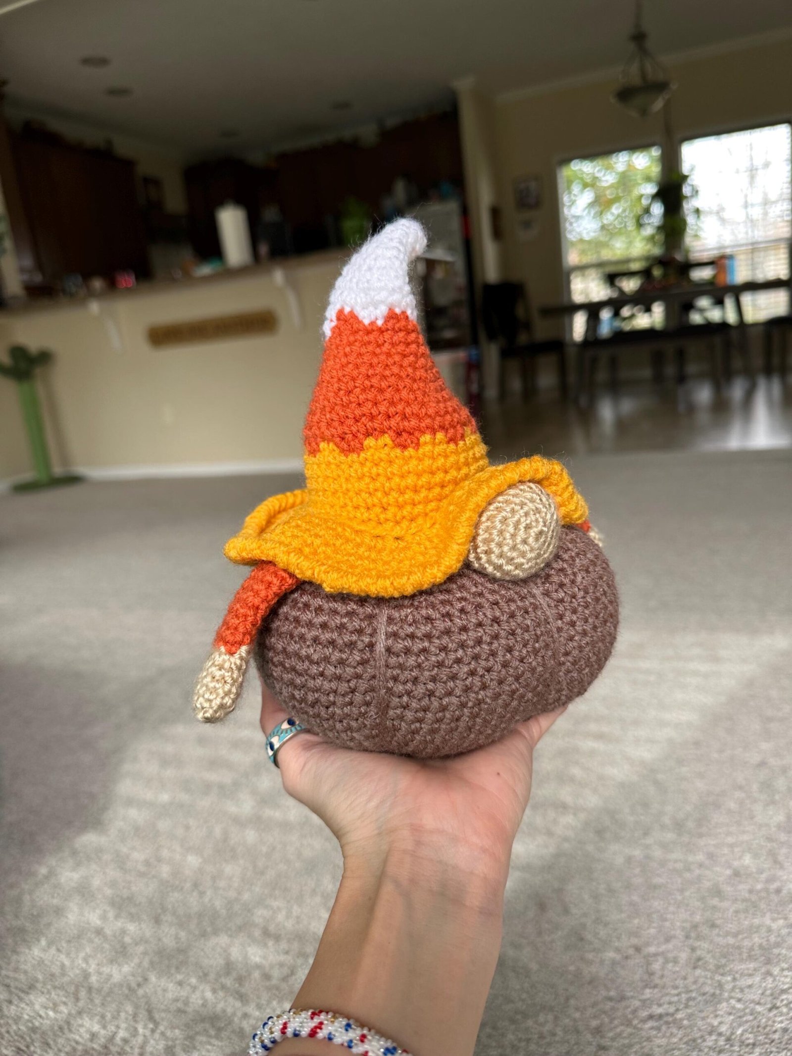 Crochet Fall Candy Corn Pumpkin Gnome Amigurumi | Stuffed Animal | Stuffie/Plush | Plushie - Image 3
