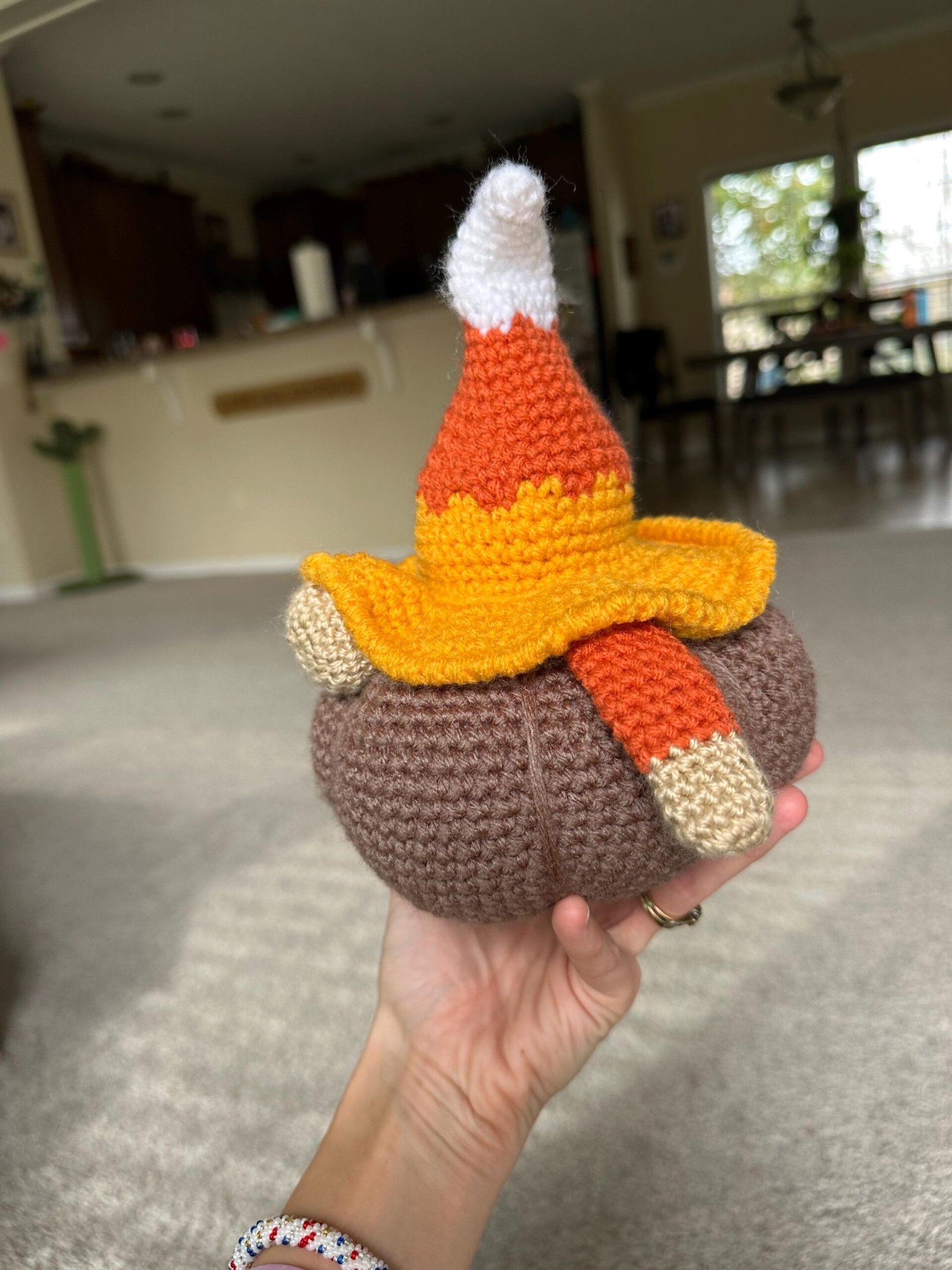 Crochet Fall Candy Corn Pumpkin Gnome Amigurumi | Stuffed Animal | Stuffie/Plush | Plushie - Image 4