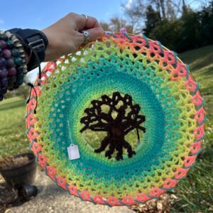 Crochet Rainbow Tree Of Life MandalaDreamcatcher Wall Decor Hanging Hippie