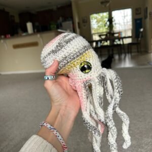 Handcrafted Bohemian Crochet Octopus Multicolor Striped Amigurumi Octopus Plush