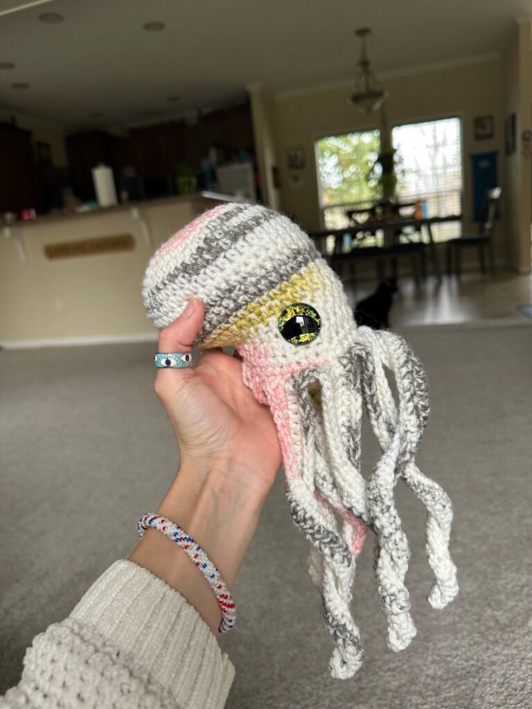 Handcrafted Bohemian Crochet Octopus  Multicolor Striped Amigurumi Octopus Plush