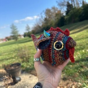 Handmade Bubbalub Crochet Creature Fantasy Plush Hand Painted Eyes 3D Printed Horns One of a Kind Amigurumi