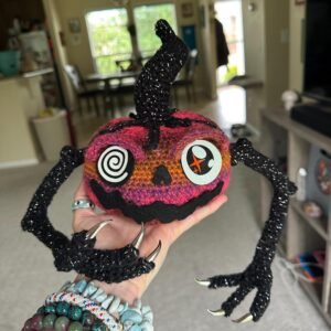 Handmade Creepkin Halloween Creature Crochet Art Doll Glow in the Dark Eyes Spooky Plush Collectible