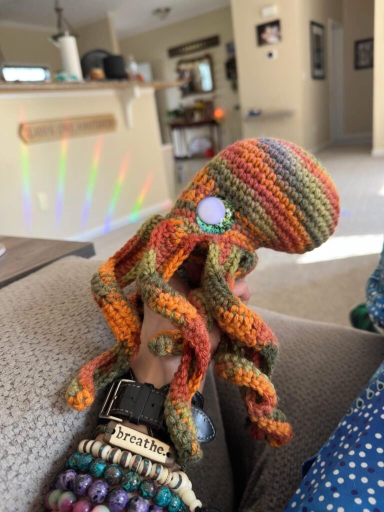 Handmade Crochet Octopus Plush • 11” Amigurumi • Autumn Colorway • Artist Hand-Painted Safety Eyes