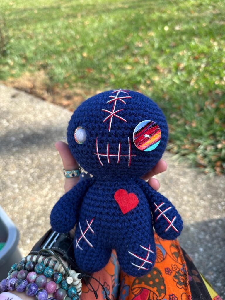 Handmade Crochet Voodoo Doll Amigurumi • Stitched Plush Art • One-of-a-Kind Monster Decor • Gift for Horror & Cute Collectors