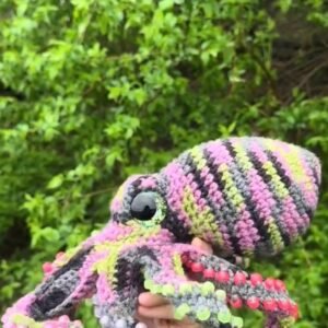 Handmade Multi Colored Glow-in-the-Dark Crochet Beaded Octopus with Hand-Painted Eyes and Tentacles