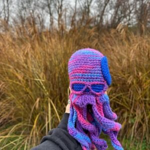 Handmade Skull Octopus Plush – Crochet Gothic Octopus, Spooky Cute Amigurumi, Unique Halloween Decor