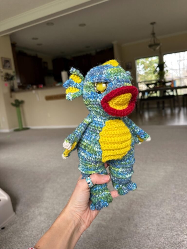 Handmade Swamp Monster Crochet Plush – Unique Creature with Hand-Painted Eyes