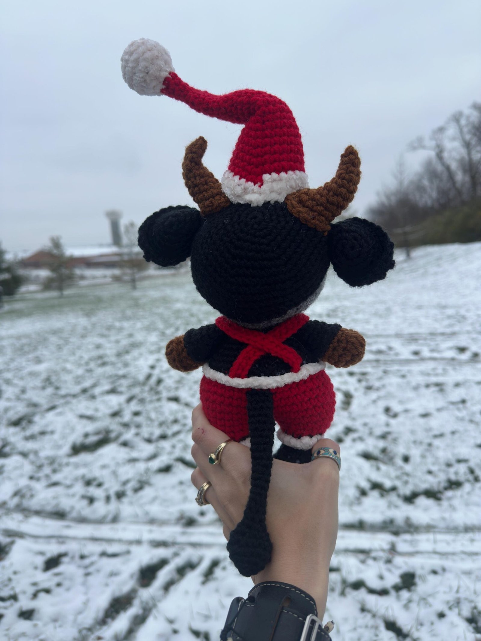 Handmade Velvet Krampus Baphomet • 12” Gothic Holiday Plush • Hand-Painted Eyes • Dark Christmas Decor • Unique Fantasy Creature Gift - Image 5