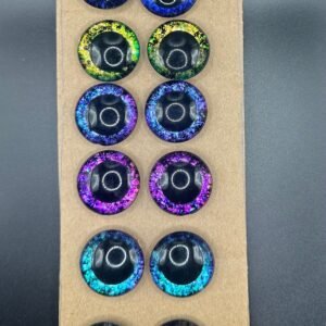 Handpainted Holographic Safety Eyes: 30mm Black Pupil, Set of 6