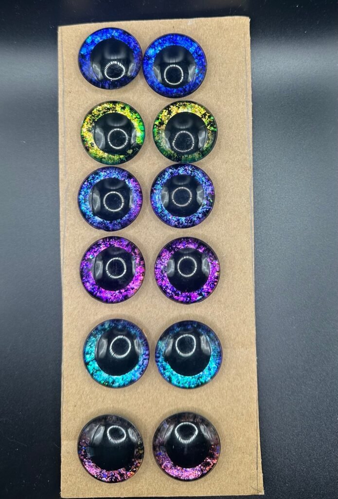 Handpainted Holographic Safety Eyes: 30mm Black Pupil, Set of 6