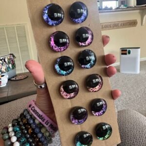 Handpainted Kawaii Safety Eyes: 24mm Black Pupil, Holographic - 6 Sets