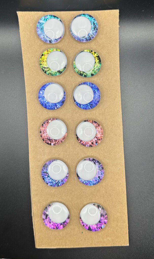 Handpainted Kawaii Safety Eyes: Holographic White Pupil, 24mm (6 Sets)