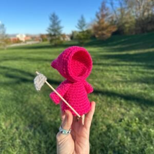 Made to Order Pink Crochet Grim Reaper (death) Amigurumi/Stuffed Animal/Stuffie/Plush/Plushie