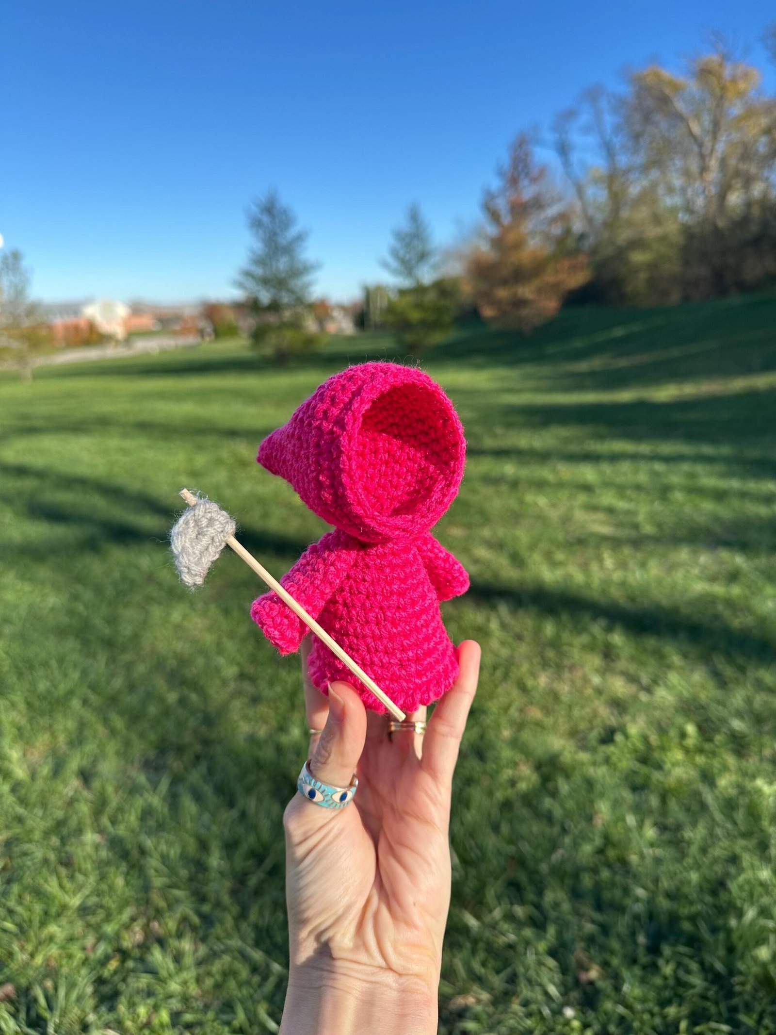 Made to Order Pink Crochet Grim Reaper (death) Amigurumi/Stuffed Animal/Stuffie/Plush/Plushie