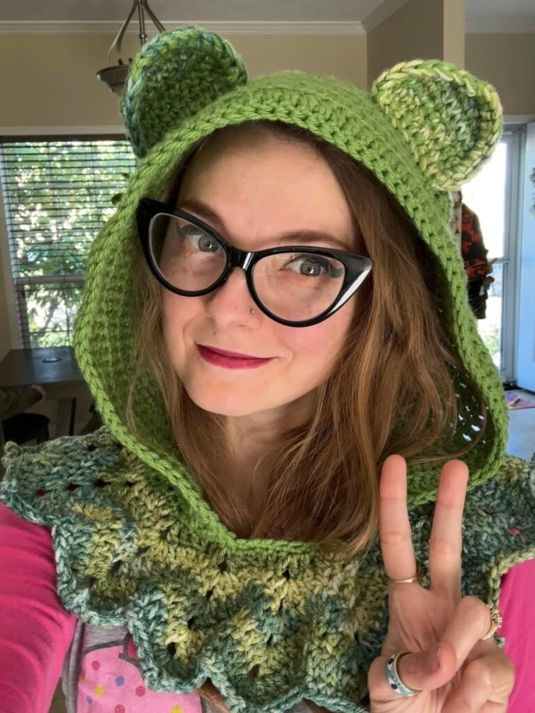 Made to Order Vibrant Handmade Grateful Dead Inspired Dancing Bear Crochet Hood | Hat with Ears